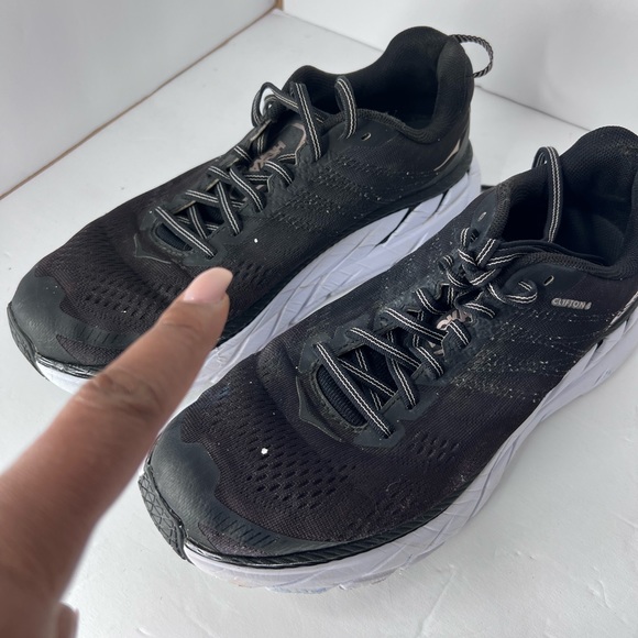 Women’s Hoka One One Clifton 6 Sz 9 Running Shoes Black White - Picture 4 of 7